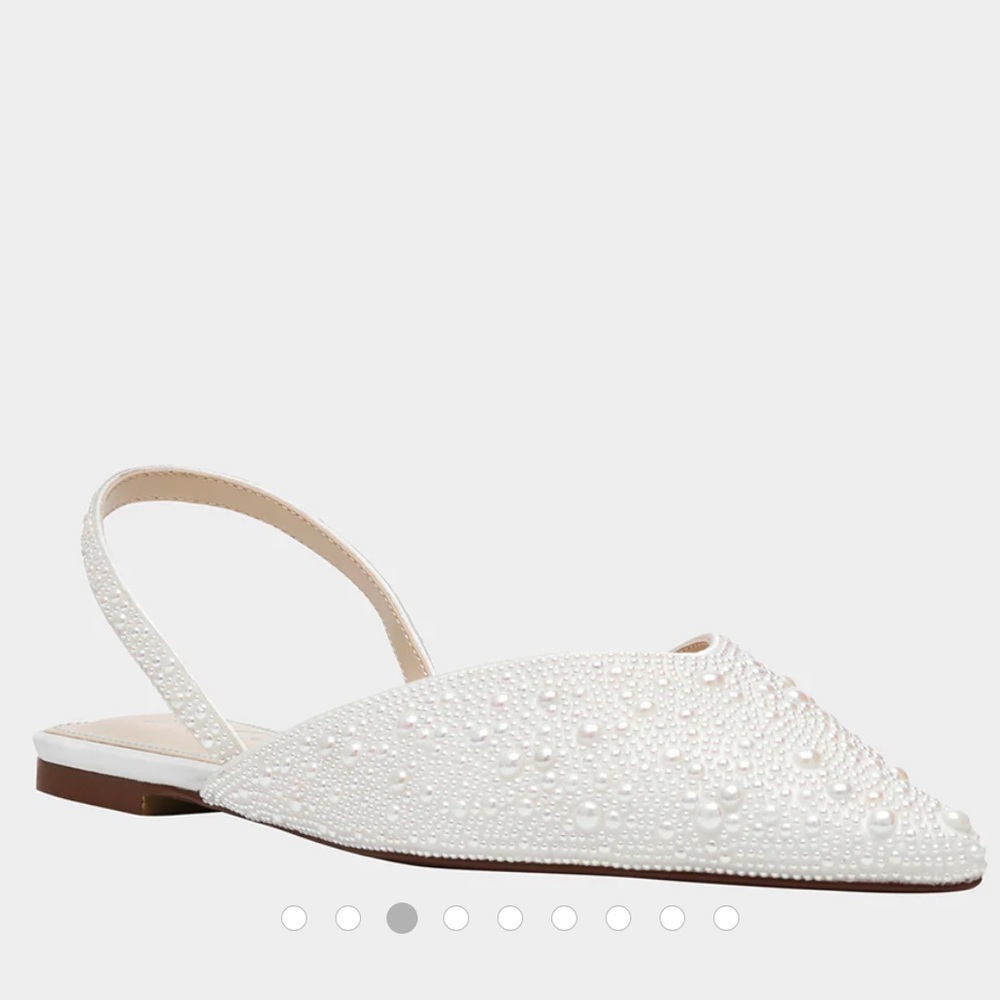 Betsey Johnson Vance Pearl Flats - Elegant White Slingback Women's Shoes